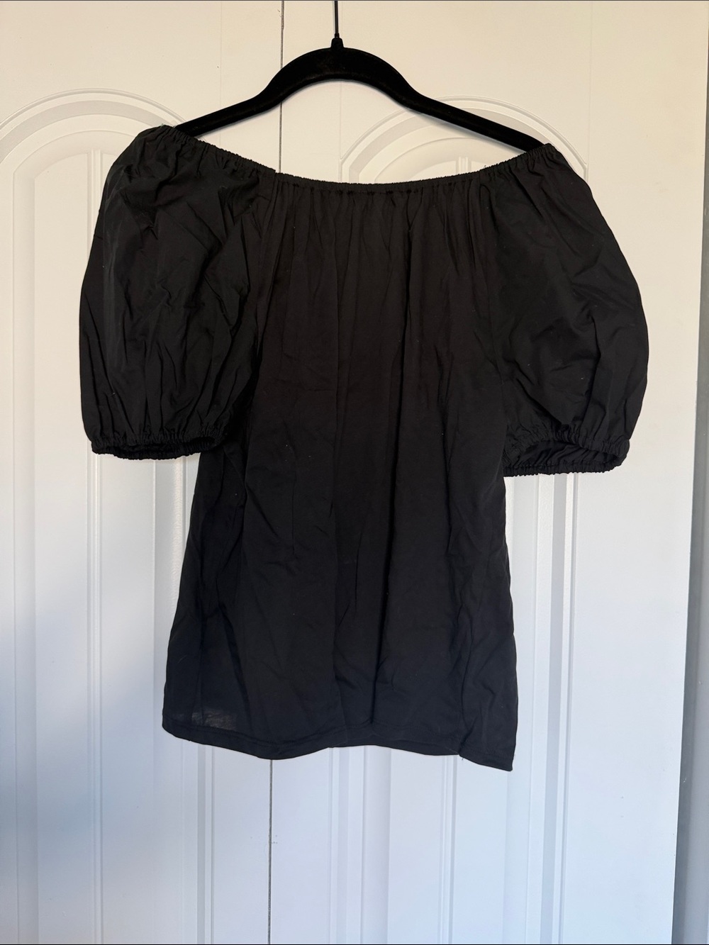 a new day Black Off-Shoulder Puff Sleeve Blouse